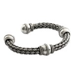 Sterling silver cuff bracelet, 'Balinese Legend' - Artisan Jewelry Sterling Silver Cuff Bracelet