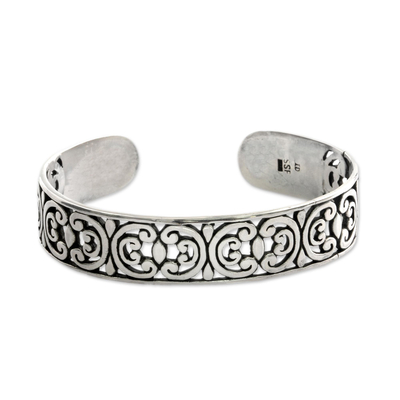 Sterling silver cuff bracelet, 'Indonesian Lace' - Artisan Crafted Sterling Silver Cuff Bracelet