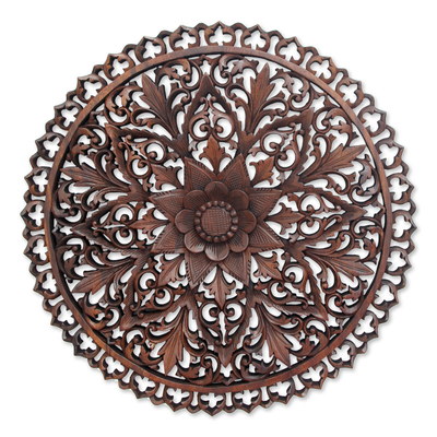 Unicef Market Hand Carved Wood Floral Wall Art From Indonesia Mandala Of Enlightenment