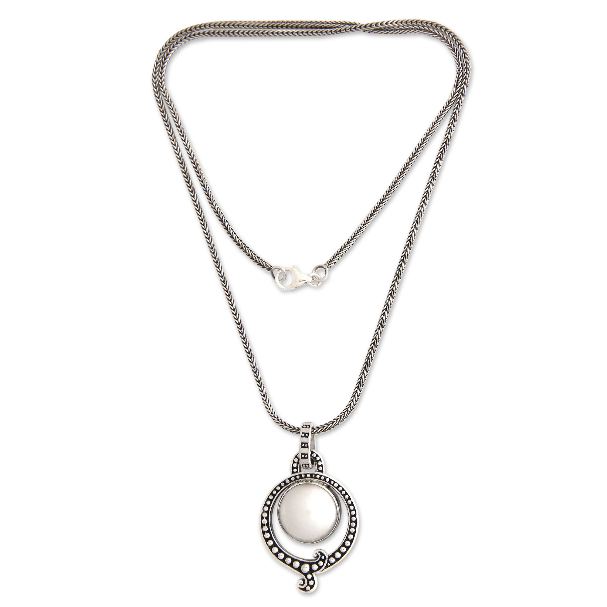 Handmade Pearl and Sterling Silver Necklace - Angel Halo | NOVICA
