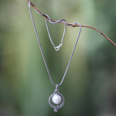 collar con colgante de perlas - Collar hecho a mano de perlas y plata esterlina