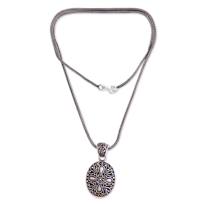 Sterling silver pendant necklace, 'Jasmine Flower' - Hand Made Floral Sterling Silver Pendant Necklace