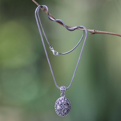Sterling silver pendant necklace, 'Jasmine Flower' - Hand Made Floral Sterling Silver Pendant Necklace
