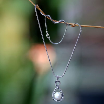 collar con colgante de perlas cultivadas - Collar con colgante de perlas y plata de ley para novia