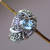 Blue topaz single stone ring, 'Heavenly Garden' - Hand Made Sterling Silver and Blue Topaz Ring (image 2) thumbail