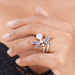 Blue topaz cocktail ring, 'Creature of Change' - Unique Blue Topaz and Sterling Silver Cocktail Ring