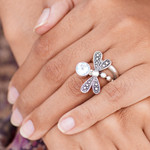 Blue topaz cocktail ring, 'Creature of Change' - Unique Blue Topaz and Sterling Silver Cocktail Ring