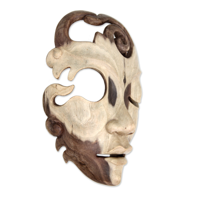 Wood mask, 'Wink at Me' - Modern Wood Mask