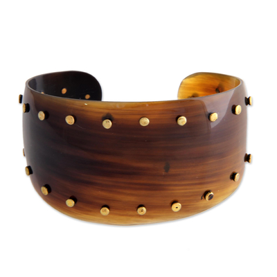 Horn cuff bracelet, 'Sunset Harbor' - Handcrafted Modern Horn Cuff Bracelet