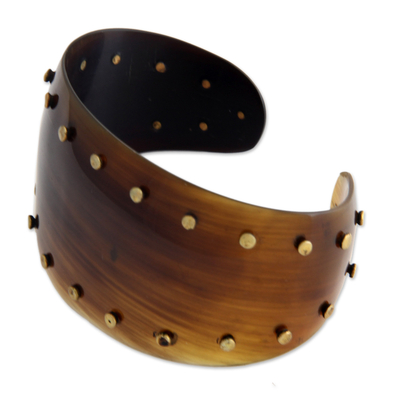 Horn cuff bracelet, 'Sunset Harbor' - Handcrafted Modern Horn Cuff Bracelet