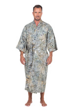 Men's cotton batik robe, 'Bull Snake' - Men's Hand Made Batik Robe