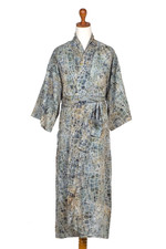 Men's cotton batik robe, 'Bull Snake' - Men's Hand Made Batik Robe