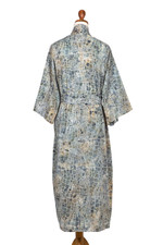 Men's cotton batik robe, 'Bull Snake' - Men's Hand Made Batik Robe