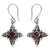 Garnet dangle earrings, 'Celuk Star' - Garnet and Silver Dangle Earrings thumbail