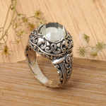 Prasiolite ring, 'Nature's Divinity' - Sterling Silver and Prasiolite Cocktail Ring
