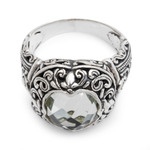 Prasiolite ring, 'Nature's Divinity' - Sterling Silver and Prasiolite Cocktail Ring