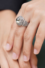 Prasiolite ring, 'Nature's Divinity' - Sterling Silver and Prasiolite Cocktail Ring
