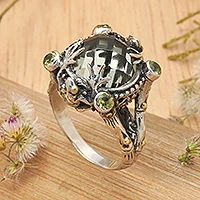 Prasiolite cocktail ring, 'Tropical Frog'