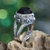 Onyx and peridot domed ring, 'Night Temple' - Handcrafted Sterling Silver and Onyx Cocktail Ring thumbail