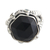 Onyx and peridot domed ring, 'Night Temple' - Handcrafted Sterling Silver and Onyx Cocktail Ring (image 2b) thumbail