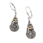 Prasiolite and tsavorite dangle earrings, 'Tropical Frog' - Prasiolite and Sterling Silver Dangle Earrings