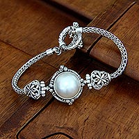 Cultured pearl braided bracelet, 'Princess Fantasy'
