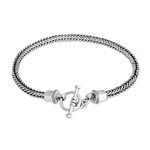 Men's sterling silver bracelet, 'Balinese Braid' - Men's Sterling Silver Chain Bracelet