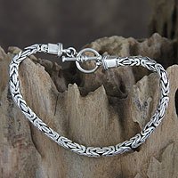 Men's sterling silver bracelet, 'Souls Entwine' - Men's Sterling Silver Chain Bracelet from Indonesia