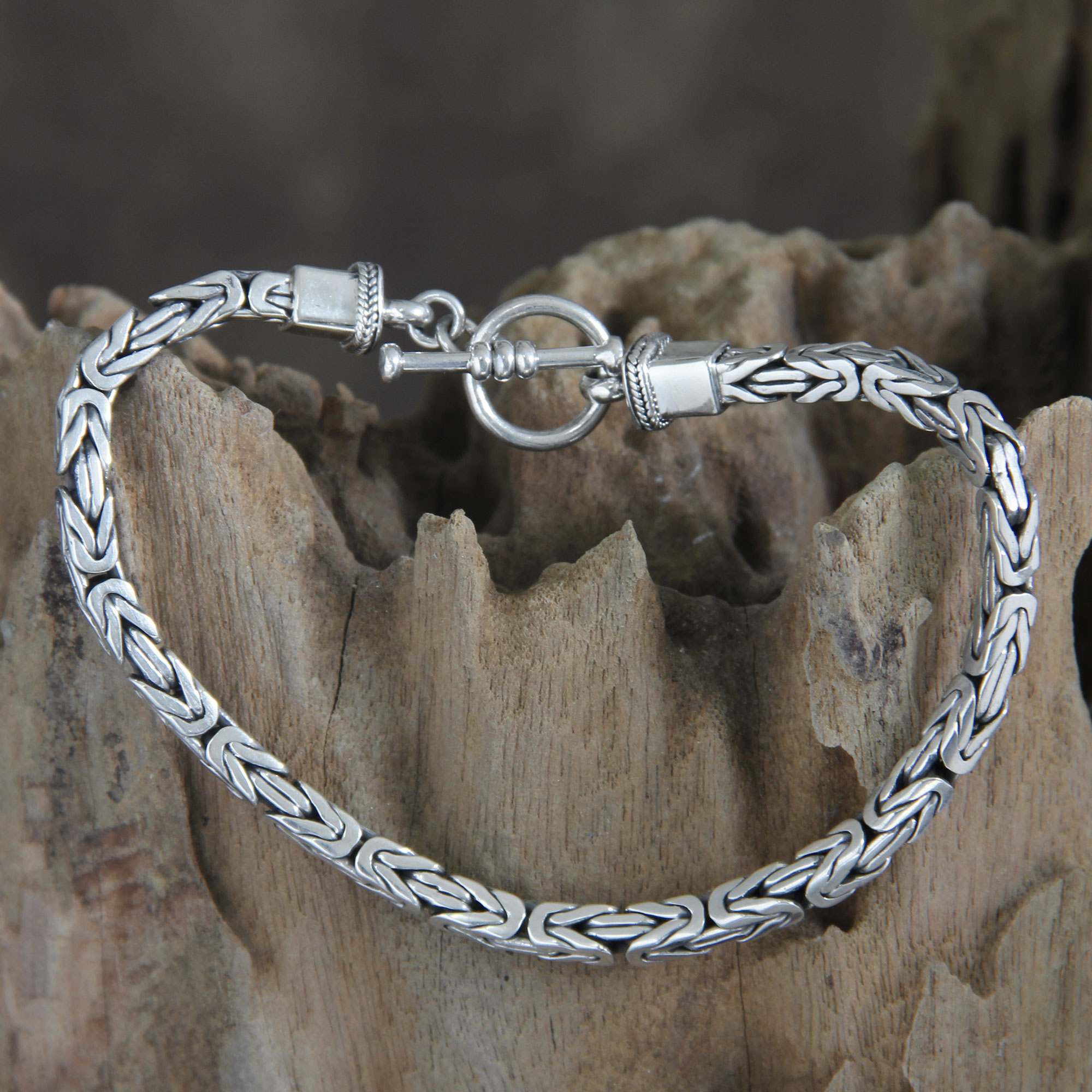 Amazon.com: NOVICA Artisan Handmade Men's .925 Sterling Silver Bracelet  Chain Indonesia 'Dragon': Link Bracelets: Clothing, Shoes & Jewelry