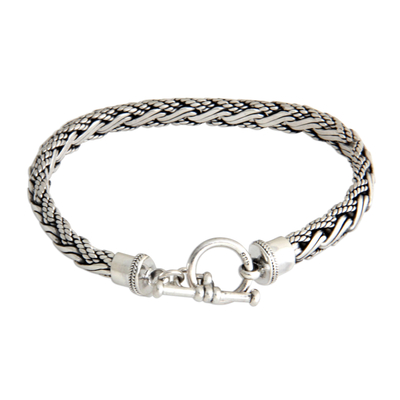 Men's sterling silver bracelet, 'Surf' - Men's Handcrafted Sterling Silver Chain Bracelet