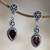 Garnet dangle earrings, 'Balinese Jackfruit' - Hand Made Sterling Silver and Garnet Dangle Earrings thumbail