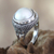 Cultured pearl domed ring, 'Moon Mystique' - Handcrafted Pearl and Sterling Silver Dome Ring thumbail