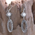 Cultured pearl dangle earrings, 'Moonlight Ferns' - Cultured Pearl Dangle Earrings