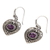 Amethyst heart earrings, 'Love's Miracles' - Silver and Amethyst Heart Earrings (image 2b) thumbail