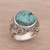 Men's sterling silver ring, 'Taru Tree' - Men's Reconstituted Turquoise and Silver Ring (image 2) thumbail