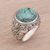 Men's sterling silver ring, 'Taru Tree' - Men's Reconstituted Turquoise and Silver Ring (image 2b) thumbail