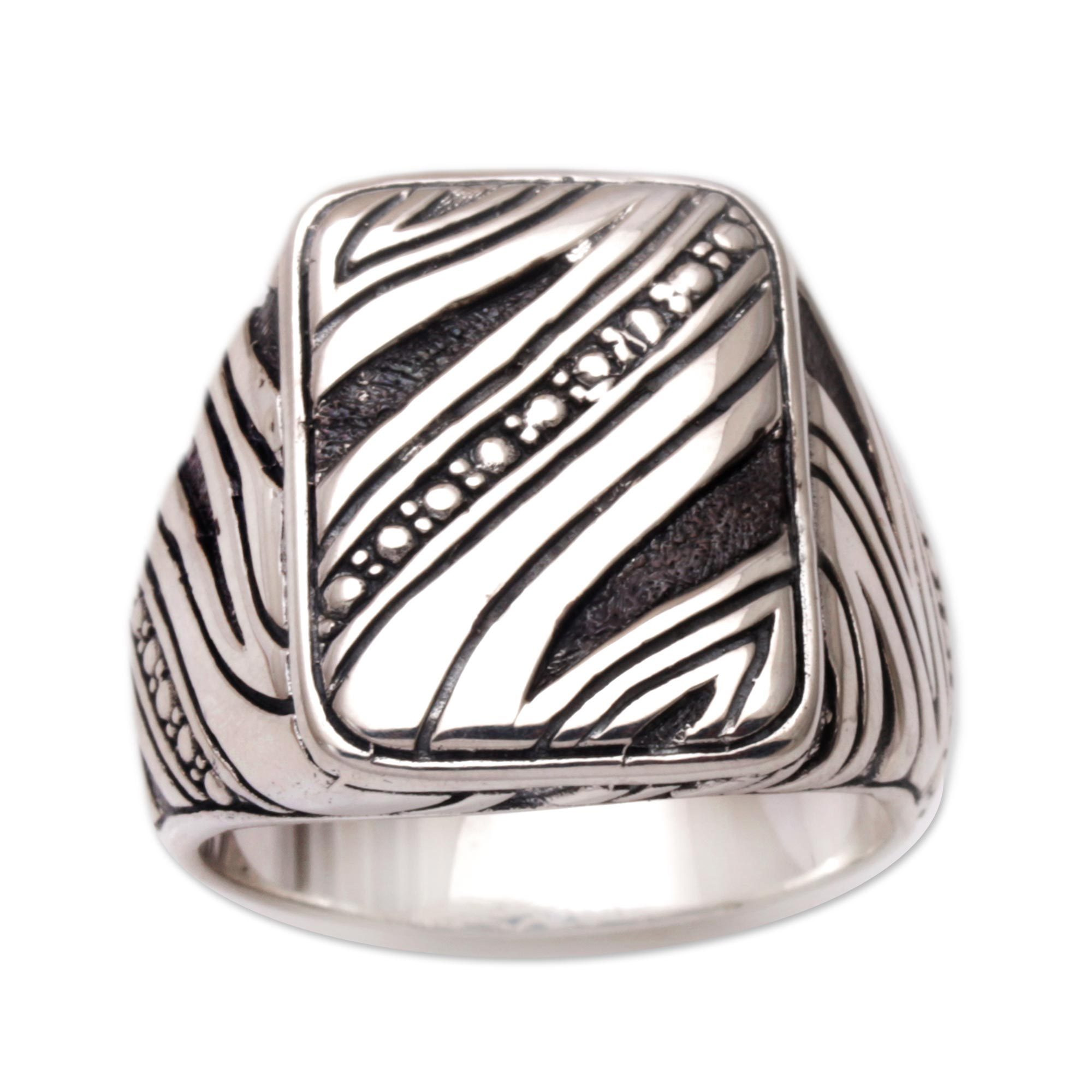 Men's Handcrafted Sterling Silver Ring from Indonesia Energy Path