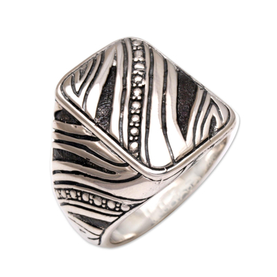 Men's sterling silver ring, 'Energy Path' - Men's Handcrafted Sterling Silver Ring from Indonesia