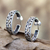 Sterling silver half hoop earrings, 'Bali Flora' - Sterling Silver Half Hoop Earrings thumbail
