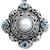 Cultured pearl and blue topaz dangle earrings, 'Mahameru' - Handmade Pearl and Blue Topaz Silver Earrings (image 2b) thumbail