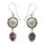 Amethyst dangle earrings, 'Kintamani' - Sterling Silver and Amethyst Dangle Earrings (image 2a) thumbail