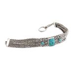Sterling silver wristband bracelet, 'Sweet Paradise' - Sterling Silver and Reconstituted Turquoise Bracelet