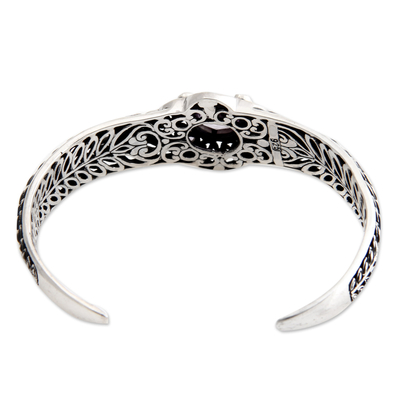 Amethyst cuff bracelet, 'Rice Divine' - Sterling Silver and Amethyst Cuff Bracelet