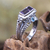Amethyst and blue topaz cocktail ring, 'Sea Temple' - Amethyst and Sterling Silver Cocktail Ring thumbail