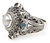 Cultured pearl and blue topaz domed ring, 'Mahameru' - Pearl and Blue Topaz Cocktail RIng (image 2a) thumbail