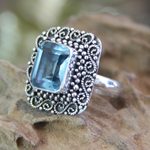 Blue topaz cocktail ring, 'Java Skies' - Blue Topaz and Sterling Silver Cocktail Ring