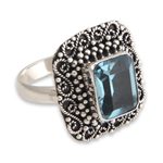 Blue topaz cocktail ring, 'Java Skies' - Blue Topaz and Sterling Silver Cocktail Ring