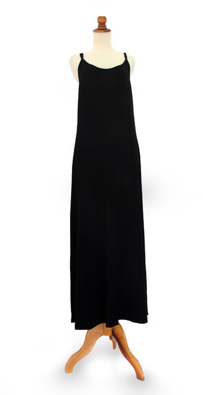 Rayon jersey maxi dress, 'Ubud Chic' - Black Jersey Knit Maxi Dress Sleeveless Relaxed Fit