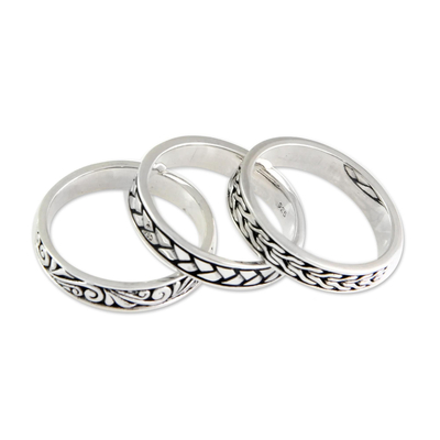 Men's sterling silver stacking rings, 'Three Principles' (set of 3) - Men's Sterling Silver Stacking Rings (Set of 3)