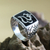 Men's sterling silver ring, 'Balinese Om' - Men's Unique Sterling Silver Signet Ring (image 2) thumbail